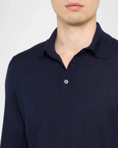 Brunello Cucinelli Men's Fine Gauge Wool-Cashmere Polo Shirt | Thumbnail 4 Brunello Cucinelli Men's Fine Gauge Wool-Cashmere Polo Shirt | Thumbnail 4