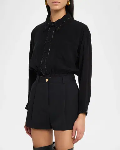 Coût De La Liberté Chelsea Embellished Silk Blouse | Thumbnail 4 Coût De La Liberté Chelsea Embellished Silk Blouse | Thumbnail 4