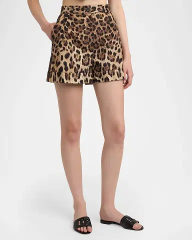 Dolce & Gabbana Leopard-Print Double Crepe Shorts | Thumbnail 3 Dolce & Gabbana Leopard-Print Double Crepe Shorts | Thumbnail 3