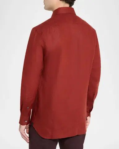 Zegna Men's Oasi Lino Linen Button-Down Shirt | Thumbnail 2 Zegna Men's Oasi Lino Linen Button-Down Shirt | Thumbnail 2