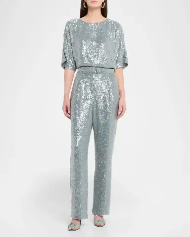 LAPOINTE Sequined Pleated Wide-Leg Belted Pants | Thumbnail 2 LAPOINTE Sequined Pleated Wide-Leg Belted Pants | Thumbnail 2