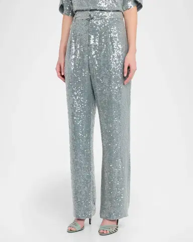 LAPOINTE Sequined Pleated Wide-Leg Belted Pants | Thumbnail 4 LAPOINTE Sequined Pleated Wide-Leg Belted Pants | Thumbnail 4
