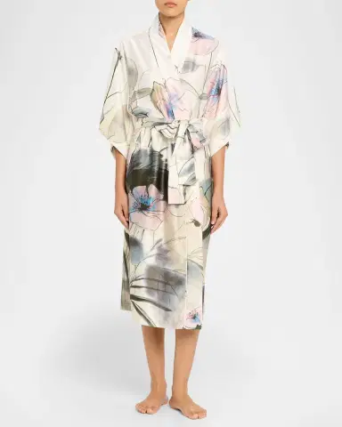 Natori Hiyaku Floral-Print Charmeuse Robe | Thumbnail 2 Natori Hiyaku Floral-Print Charmeuse Robe | Thumbnail 2