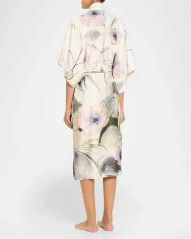 Natori Hiyaku Floral-Print Charmeuse Robe | Thumbnail 3 Natori Hiyaku Floral-Print Charmeuse Robe | Thumbnail 3