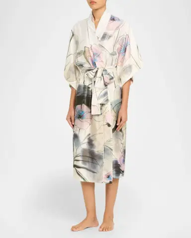 Natori Hiyaku Floral-Print Charmeuse Robe | Thumbnail 4 Natori Hiyaku Floral-Print Charmeuse Robe | Thumbnail 4
