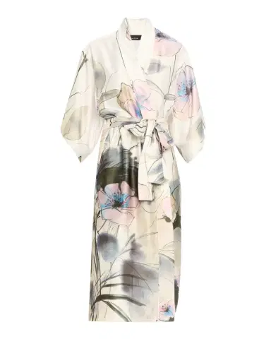 Natori Hiyaku Floral-Print Charmeuse Robe | Thumbnail 1 Natori Hiyaku Floral-Print Charmeuse Robe | Thumbnail 1