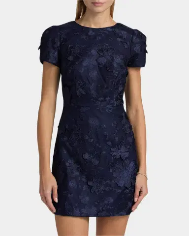 Milly Daisy Embroidered Puff-Sleeve Mini Dress | Thumbnail 2 Milly Daisy Embroidered Puff-Sleeve Mini Dress | Thumbnail 2