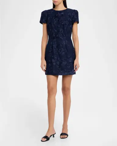 Milly Daisy Embroidered Puff-Sleeve Mini Dress | Thumbnail 3 Milly Daisy Embroidered Puff-Sleeve Mini Dress | Thumbnail 3