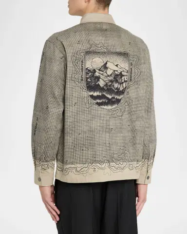 Scotch & Soda Men's Placement Graphic Cotton Overshirt | Thumbnail 2 Scotch & Soda Men's Placement Graphic Cotton Overshirt | Thumbnail 2