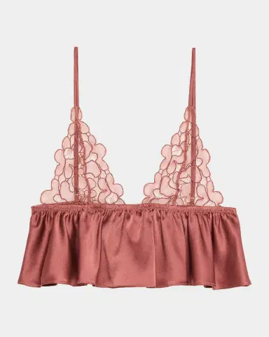 Kiki De Montparnasse Amelie Silk Charmeuse Ruffle & Lace Soft Bra | Thumbnail 3 Kiki De Montparnasse Amelie Silk Charmeuse Ruffle & Lace Soft Bra | Thumbnail 3