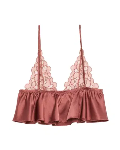 Kiki De Montparnasse Amelie Silk Charmeuse Ruffle & Lace Soft Bra | Thumbnail 1 Kiki De Montparnasse Amelie Silk Charmeuse Ruffle & Lace Soft Bra | Thumbnail 1