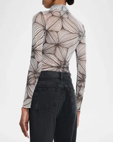 Coût De La Liberté Natasha Printed Mesh Turtleneck | Thumbnail 3 Coût De La Liberté Natasha Printed Mesh Turtleneck | Thumbnail 3