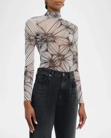 Coût De La Liberté Natasha Printed Mesh Turtleneck | Thumbnail 4 Coût De La Liberté Natasha Printed Mesh Turtleneck | Thumbnail 4