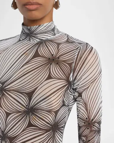 Coût De La Liberté Natasha Printed Mesh Turtleneck | Thumbnail 5 Coût De La Liberté Natasha Printed Mesh Turtleneck | Thumbnail 5