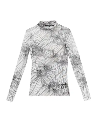 Coût De La Liberté Natasha Printed Mesh Turtleneck | Thumbnail 1 Coût De La Liberté Natasha Printed Mesh Turtleneck | Thumbnail 1