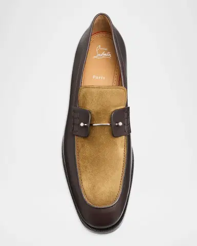 Christian Louboutin Men's Chambelimoc Leather & Suede Loafers | Thumbnail 4 Christian Louboutin Men's Chambelimoc Leather & Suede Loafers | Thumbnail 4