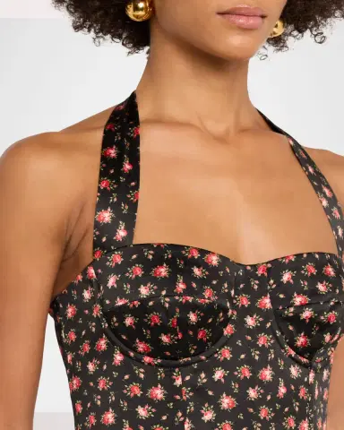 Dolce & Gabbana Floral-Print Satin Bustier Halter Mini Dress | Thumbnail 5 Dolce & Gabbana Floral-Print Satin Bustier Halter Mini Dress | Thumbnail 5