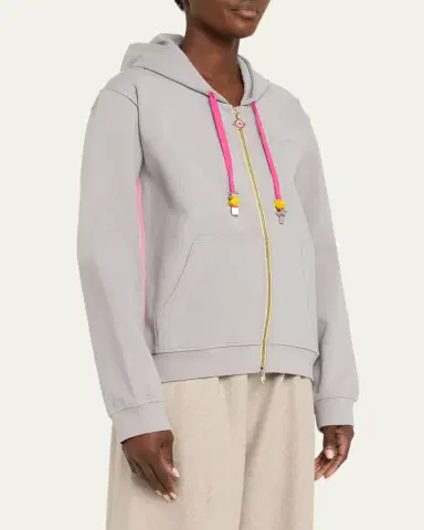 Casablanca Zip-Front Stretch Cotton Hoodie | Thumbnail 4 Casablanca Zip-Front Stretch Cotton Hoodie | Thumbnail 4
