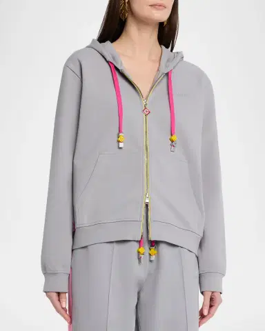 Casablanca Zip-Front Stretch Cotton Hoodie | Thumbnail 8 Casablanca Zip-Front Stretch Cotton Hoodie | Thumbnail 8