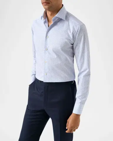 Eton Men's Slim Fit Cotton Petite Check Sport Shirt | Thumbnail 2 Eton Men's Slim Fit Cotton Petite Check Sport Shirt | Thumbnail 2
