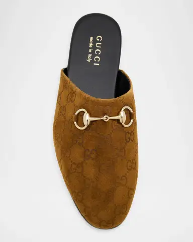 Gucci Men's Lucy GG Suede Horsebit Mules | Thumbnail 4 Gucci Men's Lucy GG Suede Horsebit Mules | Thumbnail 4