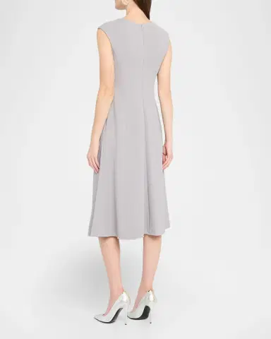 Emporio Armani Sleeveless Textured V-Neck Midi Dress | Thumbnail 2 Emporio Armani Sleeveless Textured V-Neck Midi Dress | Thumbnail 2