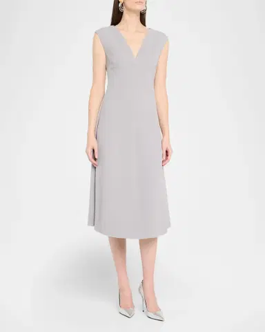 Emporio Armani Sleeveless Textured V-Neck Midi Dress | Thumbnail 3 Emporio Armani Sleeveless Textured V-Neck Midi Dress | Thumbnail 3