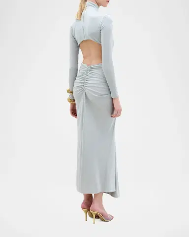 Silvia Tcherassi Venus Mock-Neck Draped Backless Ankle Dress | Thumbnail 3 Silvia Tcherassi Venus Mock-Neck Draped Backless Ankle Dress | Thumbnail 3