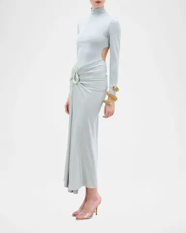 Silvia Tcherassi Venus Mock-Neck Draped Backless Ankle Dress | Thumbnail 4 Silvia Tcherassi Venus Mock-Neck Draped Backless Ankle Dress | Thumbnail 4