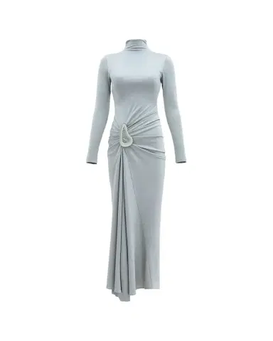 Silvia Tcherassi Venus Mock-Neck Draped Backless Ankle Dress | Thumbnail 1 Silvia Tcherassi Venus Mock-Neck Draped Backless Ankle Dress | Thumbnail 1