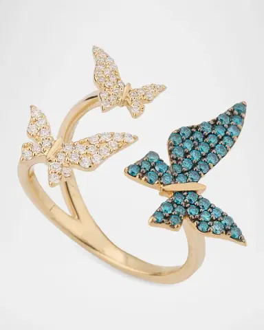 LANA Denim Blue and White Diamond Multi Butterfly Wrap Ring | Thumbnail 2 LANA Denim Blue and White Diamond Multi Butterfly Wrap Ring | Thumbnail 2
