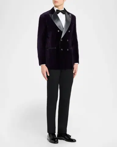 Dolce & Gabbana Men 's Wool Silk-Trim Flat Front Trousers | Thumbnail 2 Dolce & Gabbana Men 's Wool Silk-Trim Flat Front Trousers | Thumbnail 2
