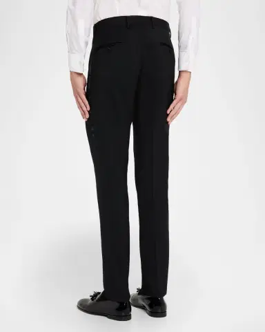 Dolce & Gabbana Men 's Wool Silk-Trim Flat Front Trousers | Thumbnail 3 Dolce & Gabbana Men 's Wool Silk-Trim Flat Front Trousers | Thumbnail 3