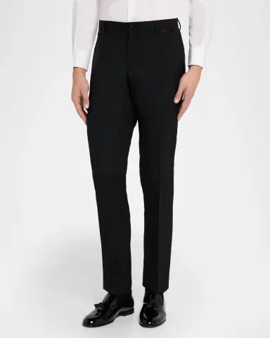 Dolce & Gabbana Men 's Wool Silk-Trim Flat Front Trousers | Thumbnail 4 Dolce & Gabbana Men 's Wool Silk-Trim Flat Front Trousers | Thumbnail 4