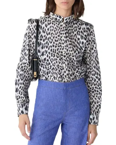 CALLAS MILANO Mika Band-Collar Cheetah-Print Shirt | Thumbnail 1 CALLAS MILANO Mika Band-Collar Cheetah-Print Shirt | Thumbnail 1