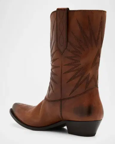 Golden Goose Men 's Wish Star Low Leather Cowboy Boots | Thumbnail 3 Golden Goose Men 's Wish Star Low Leather Cowboy Boots | Thumbnail 3