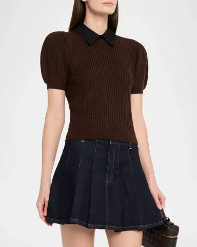 ALICE + OLIVIA Chase Cable-Knit Puff-Sleeve Sweater | Thumbnail 3 ALICE + OLIVIA Chase Cable-Knit Puff-Sleeve Sweater | Thumbnail 3
