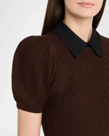 ALICE + OLIVIA Chase Cable-Knit Puff-Sleeve Sweater | Thumbnail 4 ALICE + OLIVIA Chase Cable-Knit Puff-Sleeve Sweater | Thumbnail 4