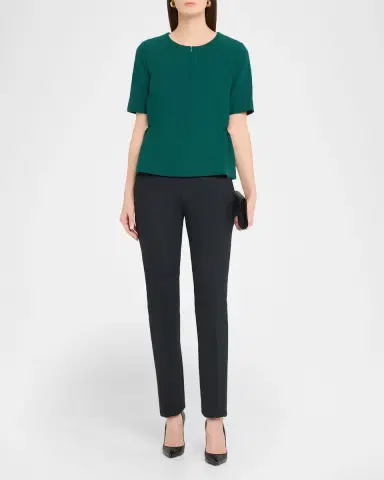 Amir Taghi Nora Short-Sleeve Button-Hip Crepe Top | Thumbnail 2 Amir Taghi Nora Short-Sleeve Button-Hip Crepe Top | Thumbnail 2