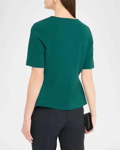 Amir Taghi Nora Short-Sleeve Button-Hip Crepe Top | Thumbnail 3 Amir Taghi Nora Short-Sleeve Button-Hip Crepe Top | Thumbnail 3