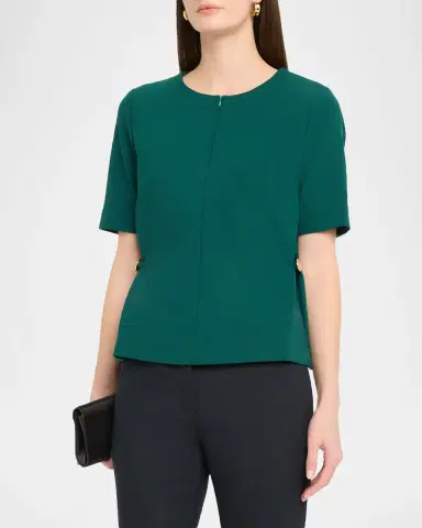 Amir Taghi Nora Short-Sleeve Button-Hip Crepe Top | Thumbnail 4 Amir Taghi Nora Short-Sleeve Button-Hip Crepe Top | Thumbnail 4