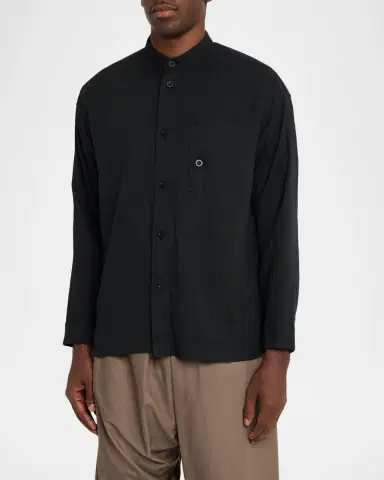 Homme Plissé Issey Miyake Men's Double-Faced Cotton Button-Down Shirt | Thumbnail 3 Homme Plissé Issey Miyake Men's Double-Faced Cotton Button-Down Shirt | Thumbnail 3