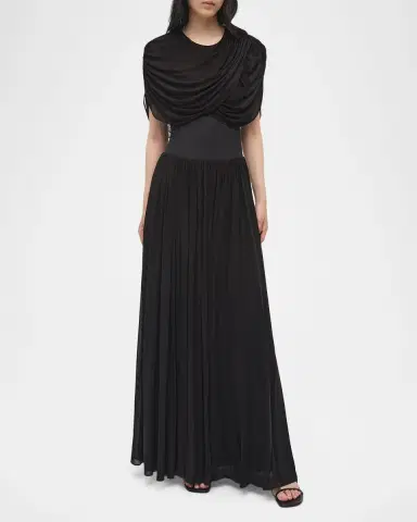 SIMKHAI Nancie Draped A-Line Jersey Gown | Thumbnail 2 SIMKHAI Nancie Draped A-Line Jersey Gown | Thumbnail 2