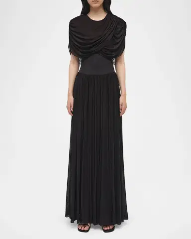 SIMKHAI Nancie Draped A-Line Jersey Gown | Thumbnail 4 SIMKHAI Nancie Draped A-Line Jersey Gown | Thumbnail 4