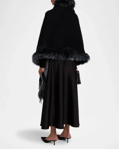 Gorski Toscana Lamb Shearling-Trim Fringe Cashmere Stole | Thumbnail 2 Gorski Toscana Lamb Shearling-Trim Fringe Cashmere Stole | Thumbnail 2