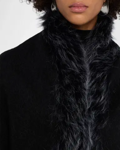 Gorski Toscana Lamb Shearling-Trim Fringe Cashmere Stole | Thumbnail 4 Gorski Toscana Lamb Shearling-Trim Fringe Cashmere Stole | Thumbnail 4