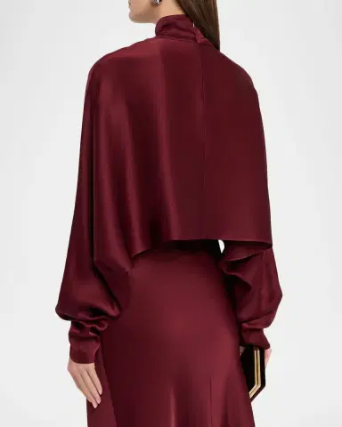 LAPOINTE Long-Sleeved Satin Caftan Top | Thumbnail 2 LAPOINTE Long-Sleeved Satin Caftan Top | Thumbnail 2