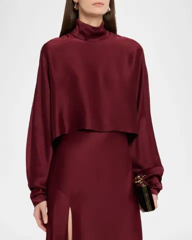 LAPOINTE Long-Sleeved Satin Caftan Top | Thumbnail 3 LAPOINTE Long-Sleeved Satin Caftan Top | Thumbnail 3