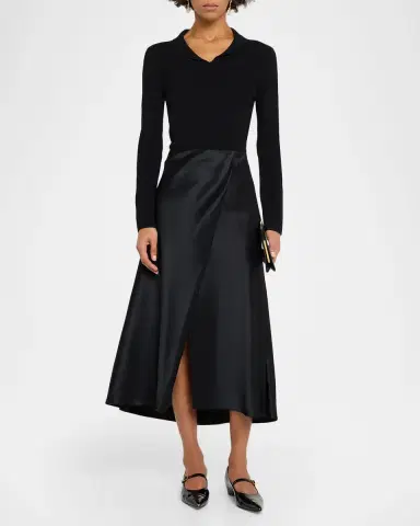 Khaite Demi Satin Midi Wrap Skirt | Thumbnail 2 Khaite Demi Satin Midi Wrap Skirt | Thumbnail 2