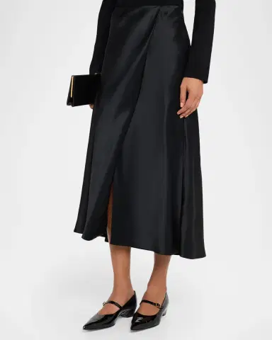 Khaite Demi Satin Midi Wrap Skirt | Thumbnail 4 Khaite Demi Satin Midi Wrap Skirt | Thumbnail 4